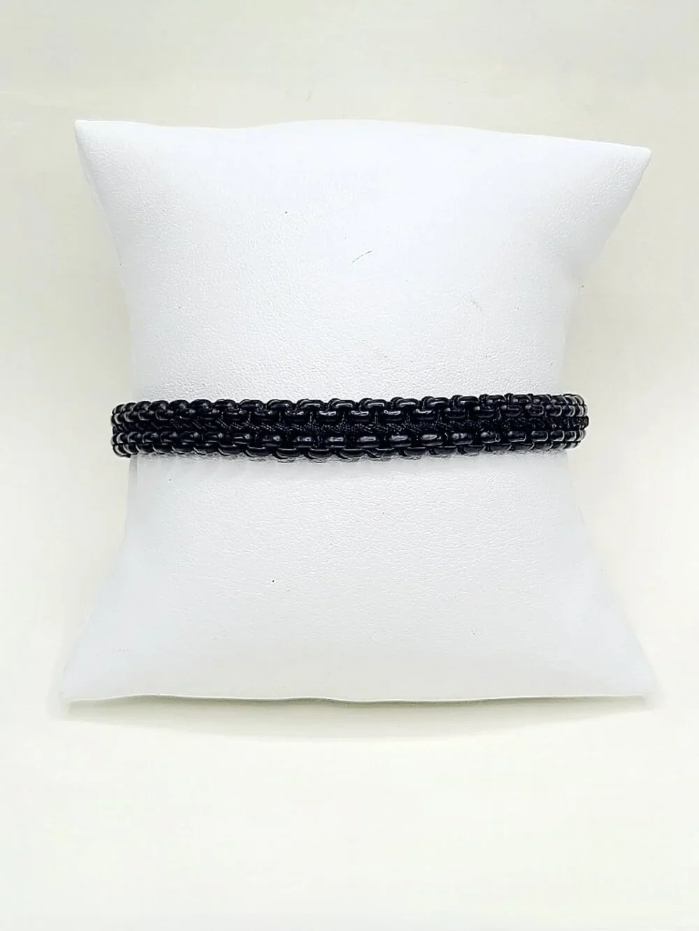 David Yurman Woven Box Chain Bracelet w/ Black Stainless Steel & Nylon - Medium